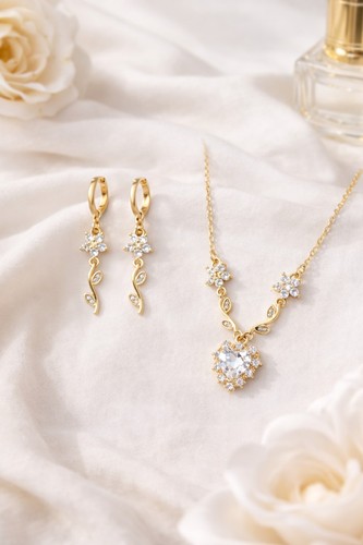 Set orecchini collana fiore - orecchini, e