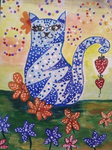 Gatto con cuori nella - i,
